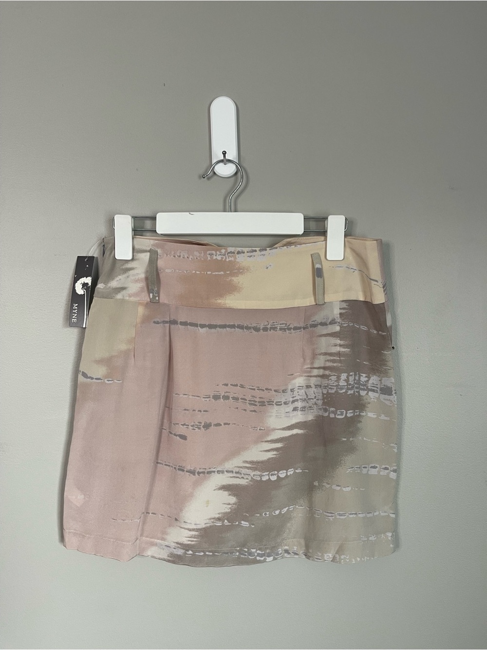 Myne 100% Silk Pastel Brushstroke Mini Skirt Sz 8